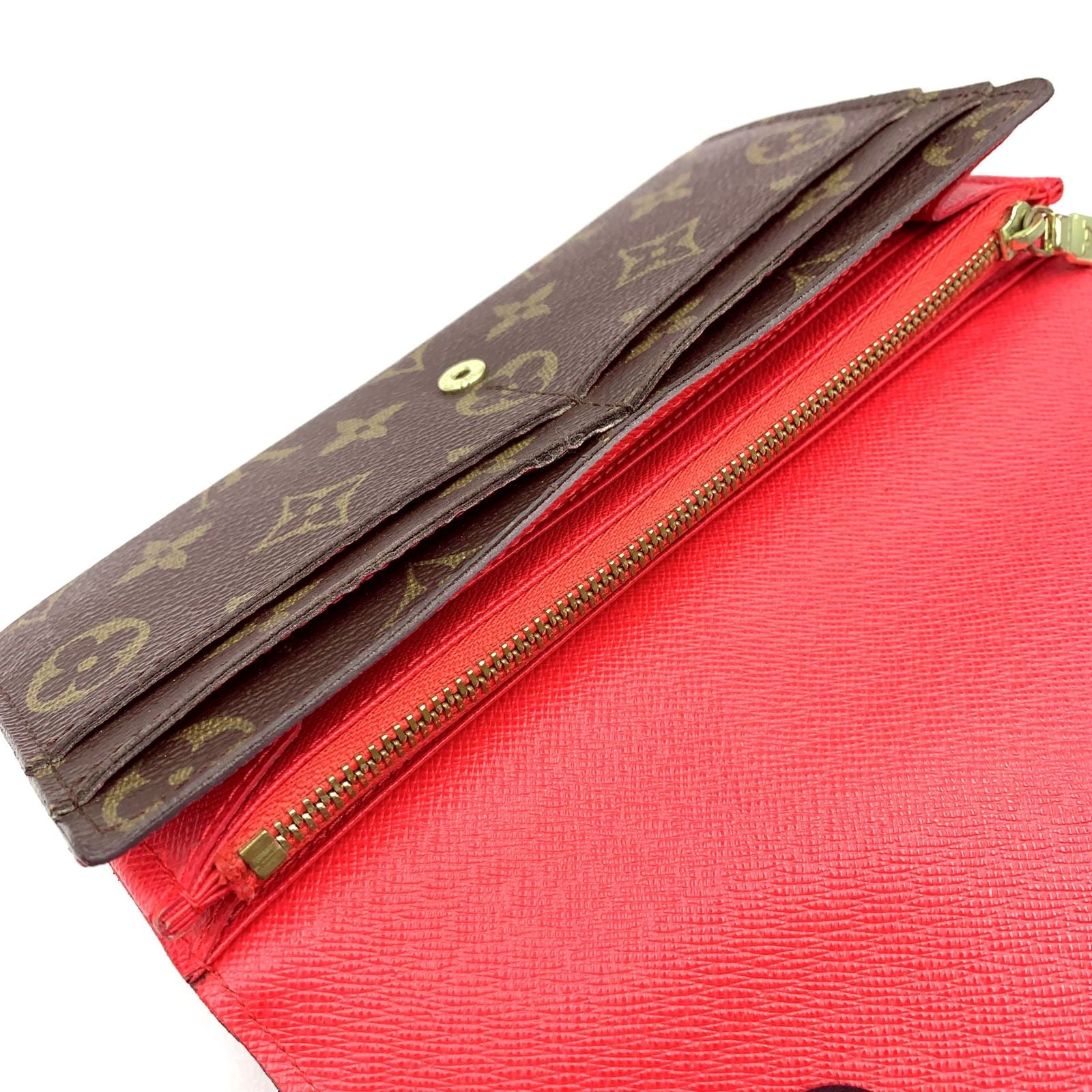 Louis Vuitton Monogram Totem Portefeuille Sarah Leather Pink Brown Wallet Gold — view 9