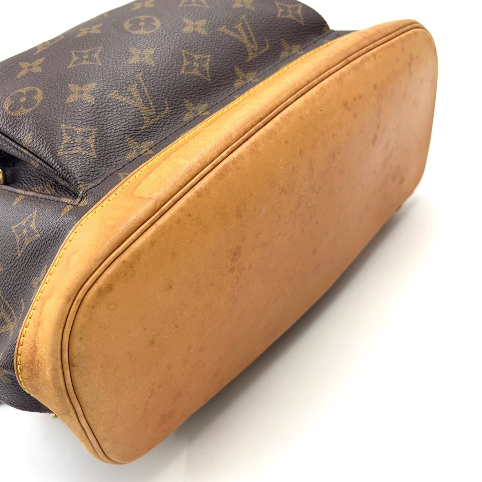Louis Vuitton Montsouris GM Monogram Leather Brown Light Beige Backpack Gold — view 5