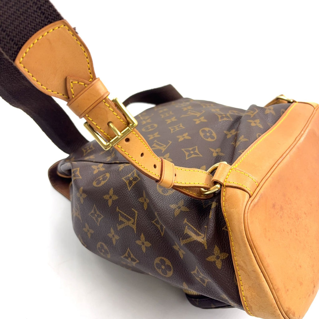 Louis Vuitton Montsouris GM Monogram Leather Brown Light Beige Backpack Gold — view 7