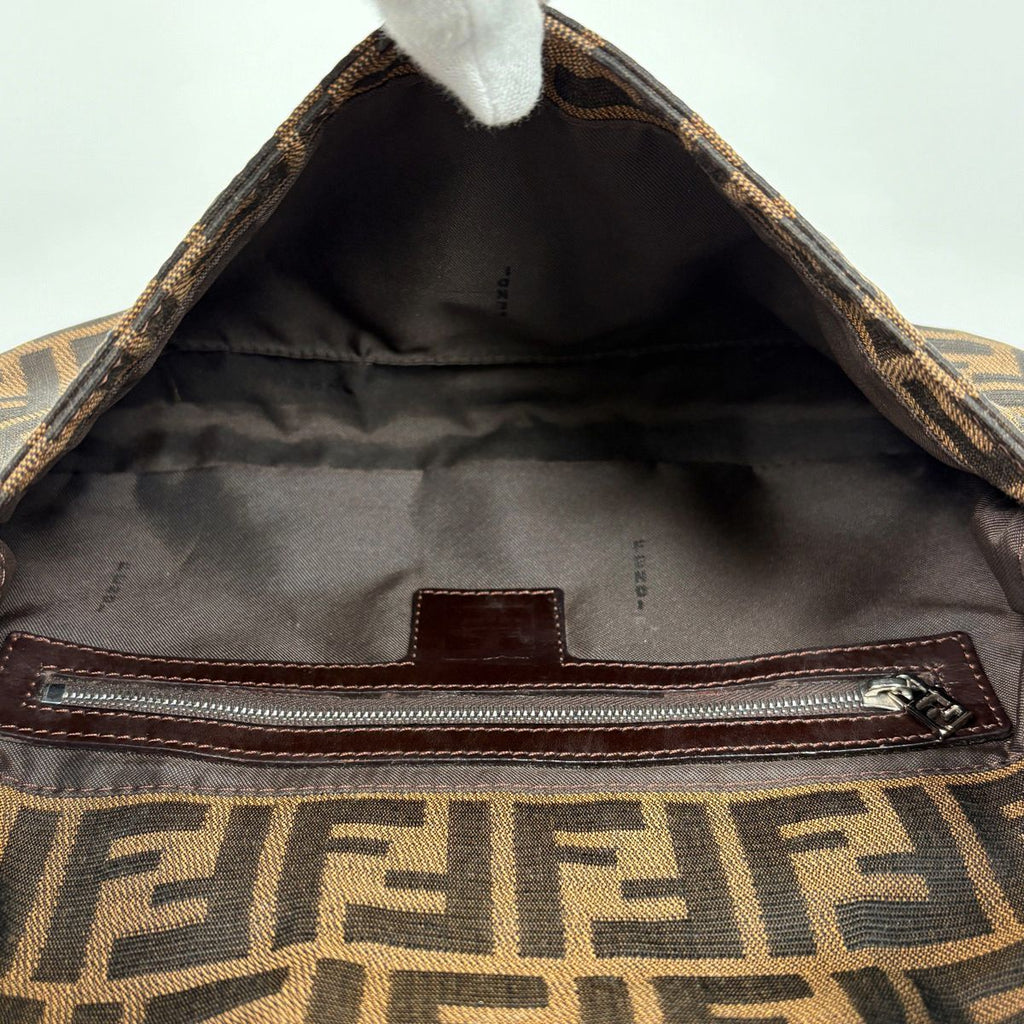 Fendi Zucca Pattern Mamma Baguette Shoulder Bag Canvas Brown — view 8