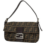 Fendi Zucca Pattern Mamma Baguette Shoulder Bag Canvas Brown