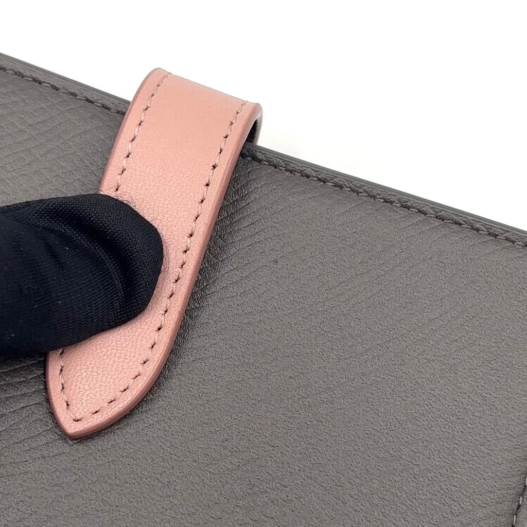 Celine Strap Leather Gray Light Pink Wallet Gold — view 7