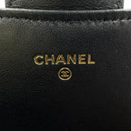 Chanel Quilted Wallet Lambskin Black Chain Shoulder Bag Gold — view 4