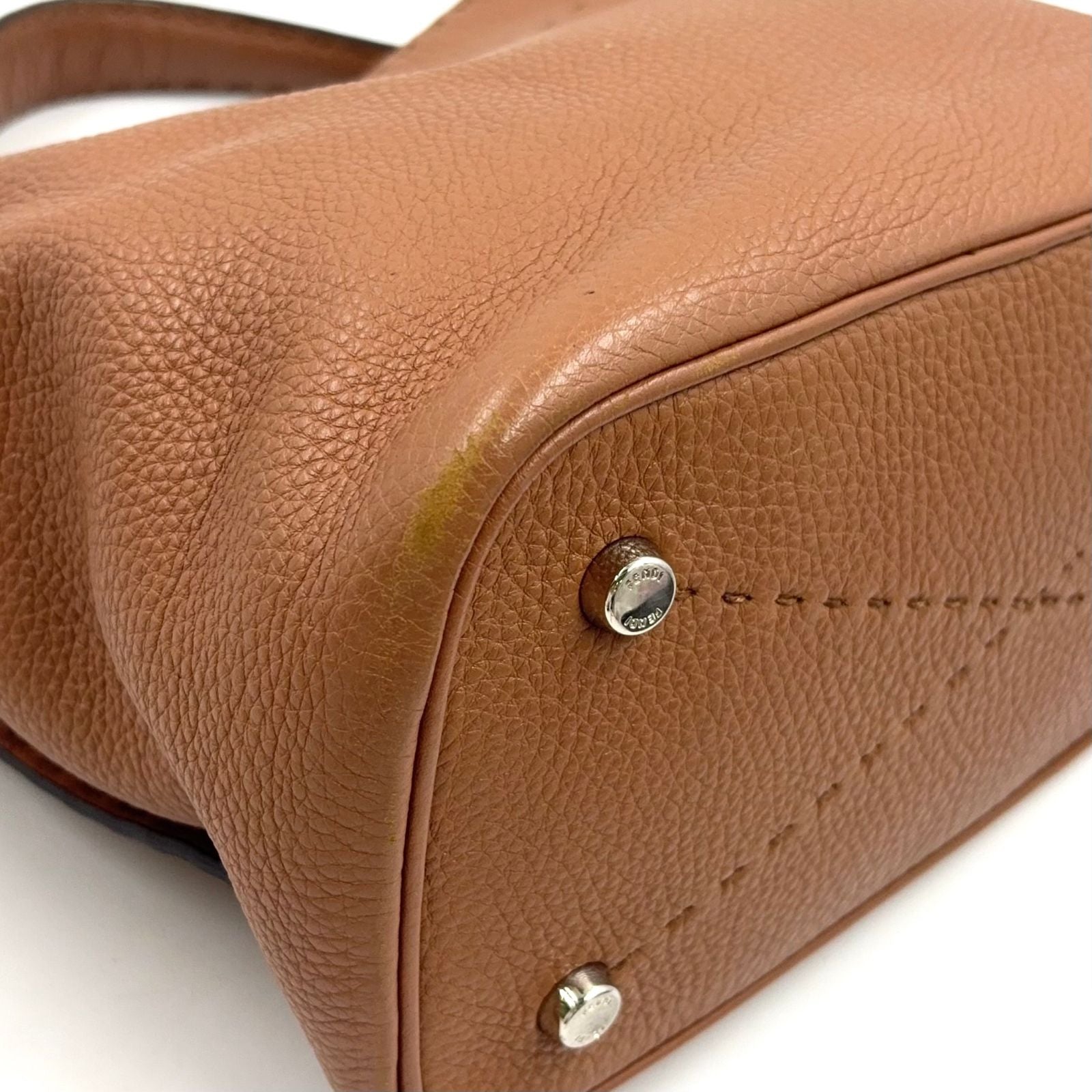 Fendi Selleria Anna Small Leather Pink Beige Handbag Silver — view 6