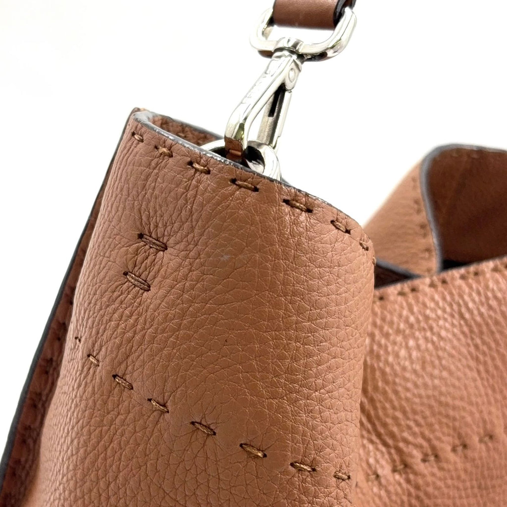 Fendi Selleria Anna Small Leather Pink Beige Handbag Silver — view 9