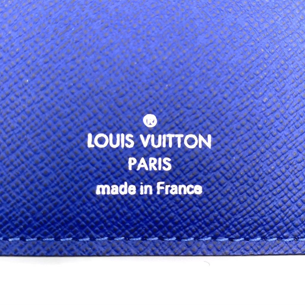 Louis Vuitton Portefeuille Brazza Taiga Cobalt Leather Blue Bifold Wallet Silver — view 4