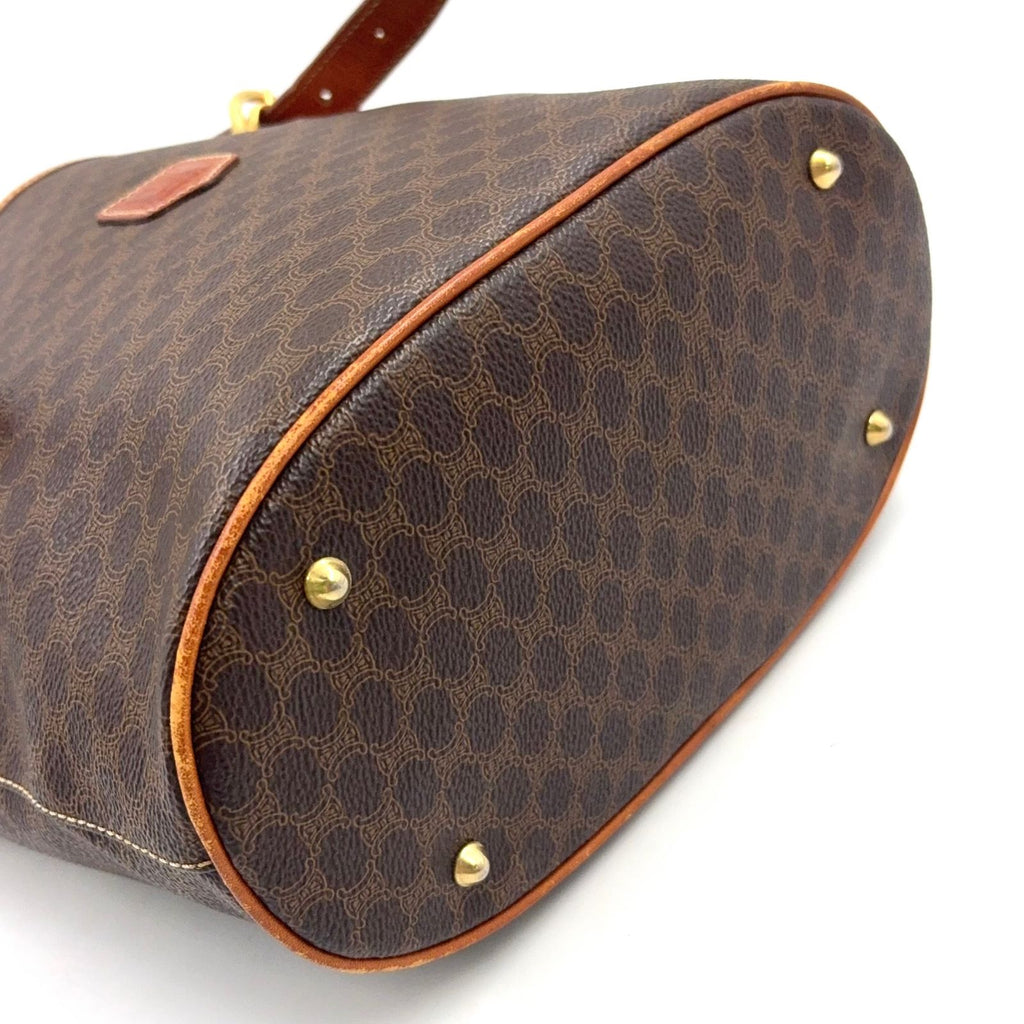 Celine Macadam Bucket Leather Brown Light Tote Gold — view 5