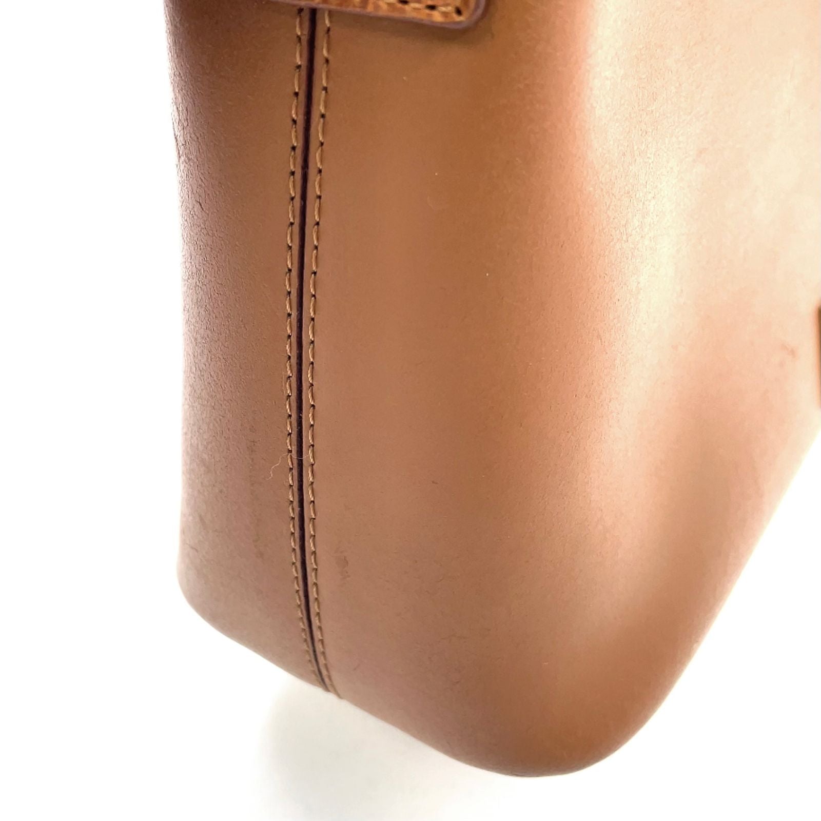 Celine Logo Plate Leather Brown Shoulder Bag Gold — view 7