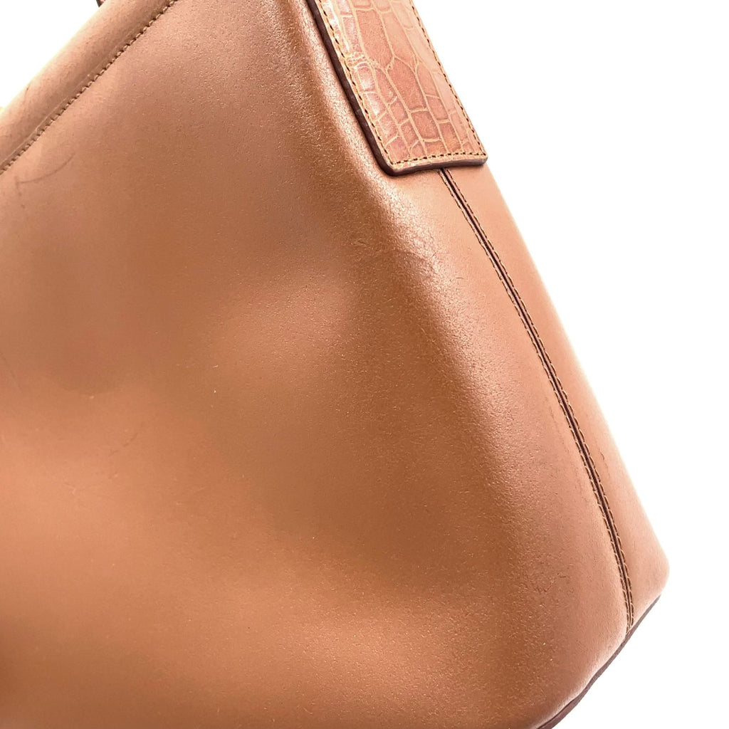 Celine Logo Plate Leather Brown Shoulder Bag Gold — view 8