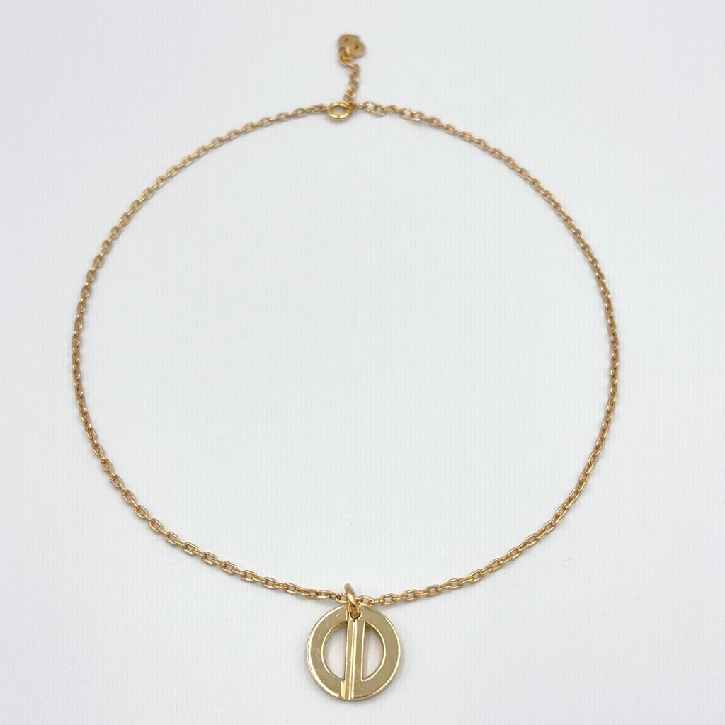 Dior CD Logo Circle Gold Plated Necklace — view 3