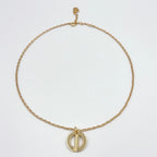 Dior CD Logo Circle Gold Plated Necklace — view 3