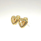 Dior CD Logo Heart Motif Earrings Color Stone Clear Gold — view 9
