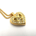 Dior CD Logo Heart Motif Earrings Color Stone Clear Gold — view 7