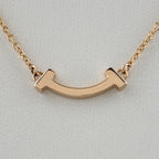 Tiffany & Co T Smile Mini Necklace PG Pink Gold Pendant — view 2