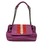 Bottega Veneta Shoulder Bag Intrecciato Purple Red White Chain Leather