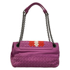 Bottega Veneta Shoulder Bag Intrecciato Purple Red White Chain Leather — view 3