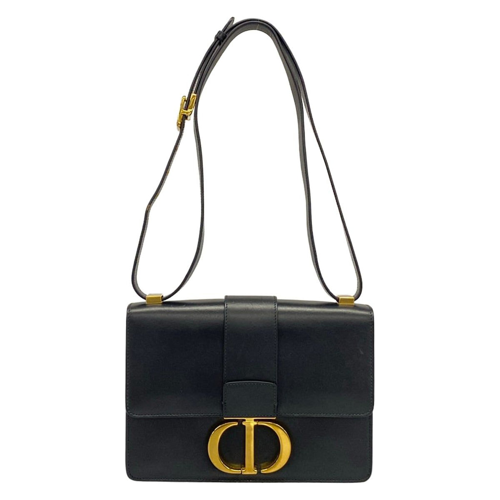 Dior Shoulder Bag 30 Montaigne Flap Black Leather