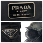 Prada Tessuto Triangle Logo Black Nylon Plastic Handle Tote — view 4