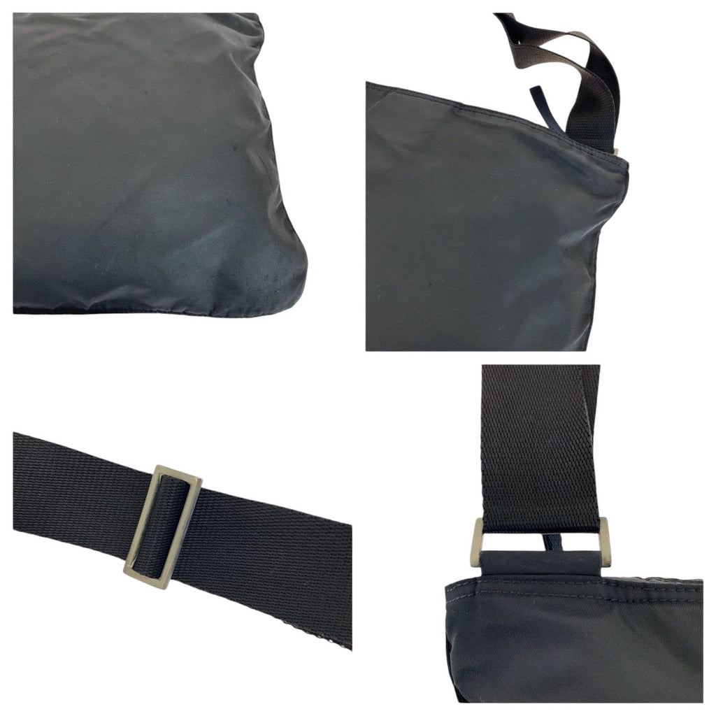 Prada Tessuto Black Silver Nylon Shoulder Bag Pochette — view 6