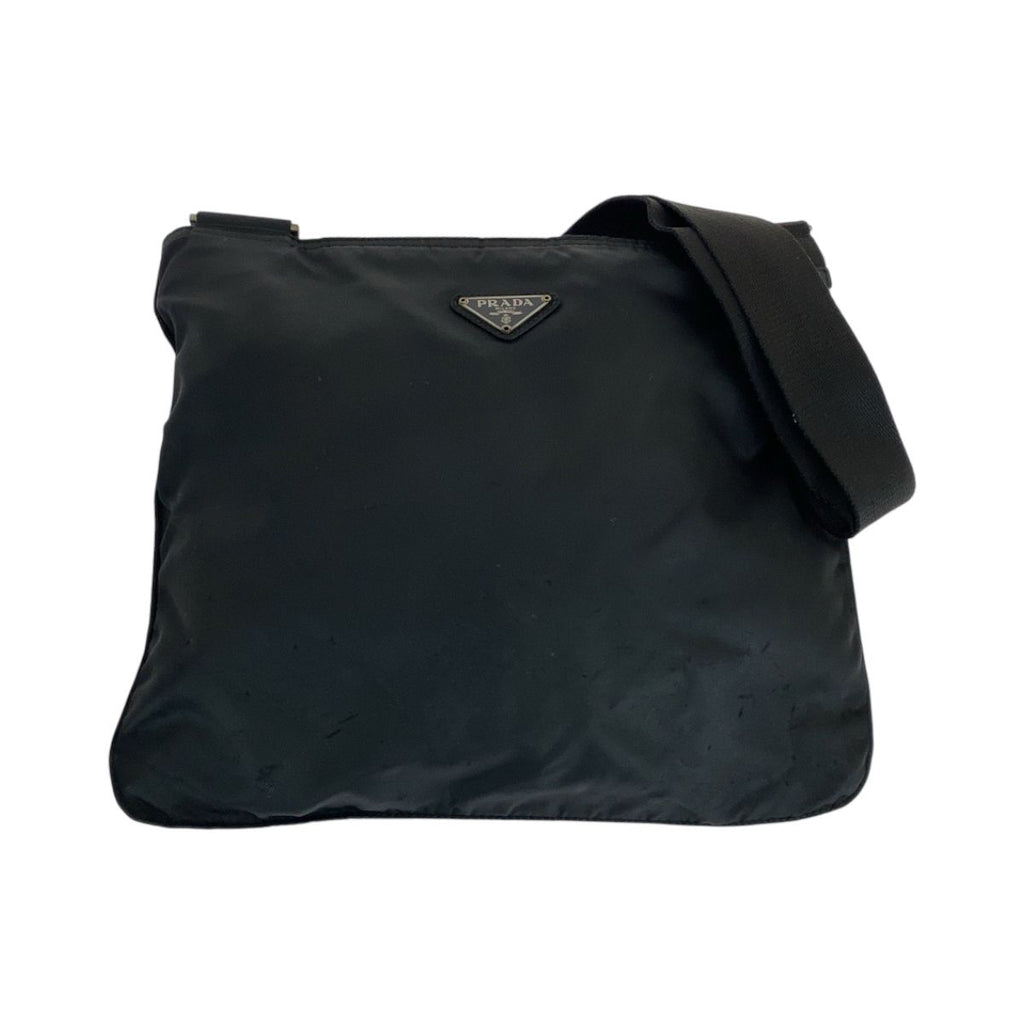 Prada Tessuto Black Silver Nylon Shoulder Bag Pochette