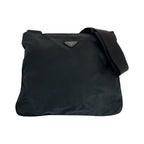 Prada Tessuto Black Silver Nylon Shoulder Bag Pochette