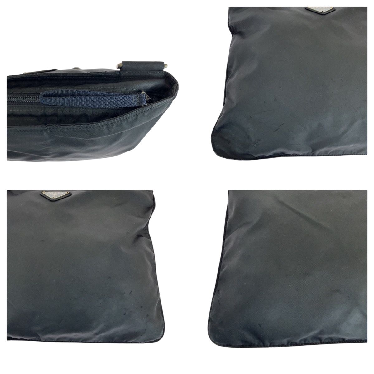 Prada Tessuto Black Silver Nylon Shoulder Bag Pochette — view 5
