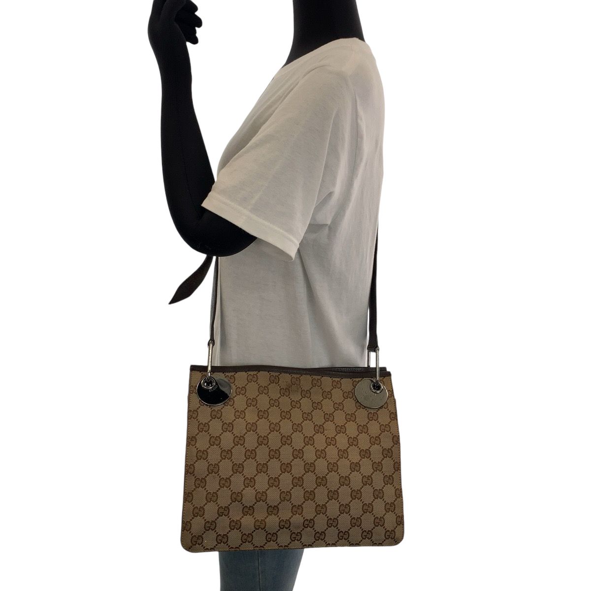 Gucci Brown Silver GG Canvas Shoulder — view 7