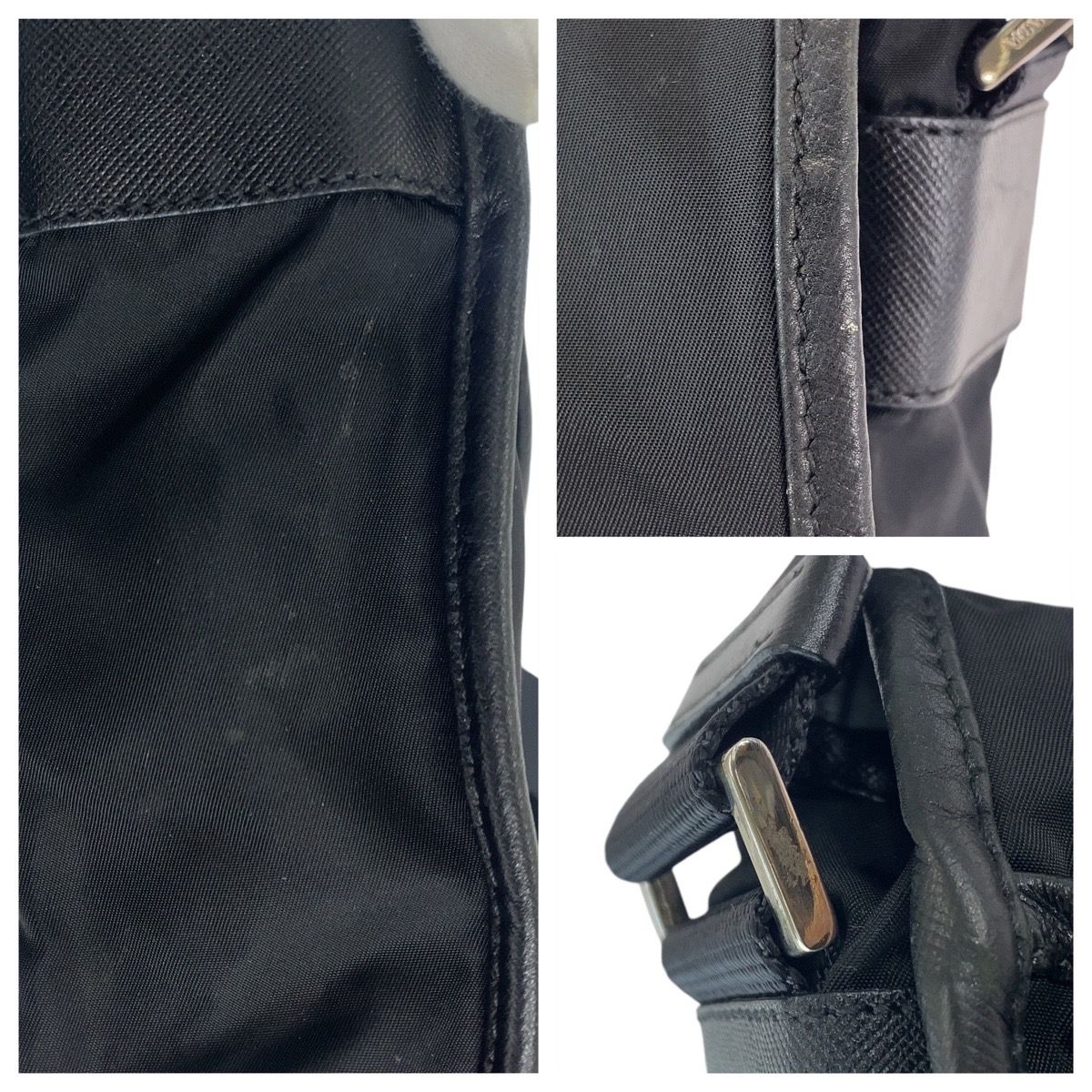 Prada Tessuto Black Silver Nylon Shoulder — view 5
