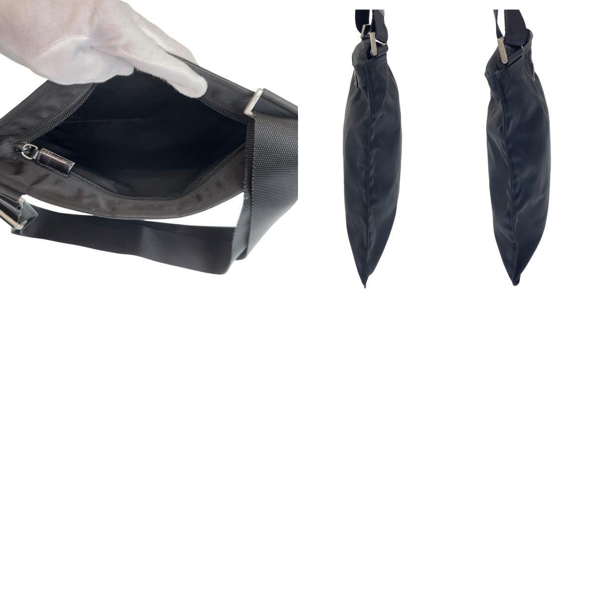 Prada Tessuto Black Silver Nylon Shoulder — view 9