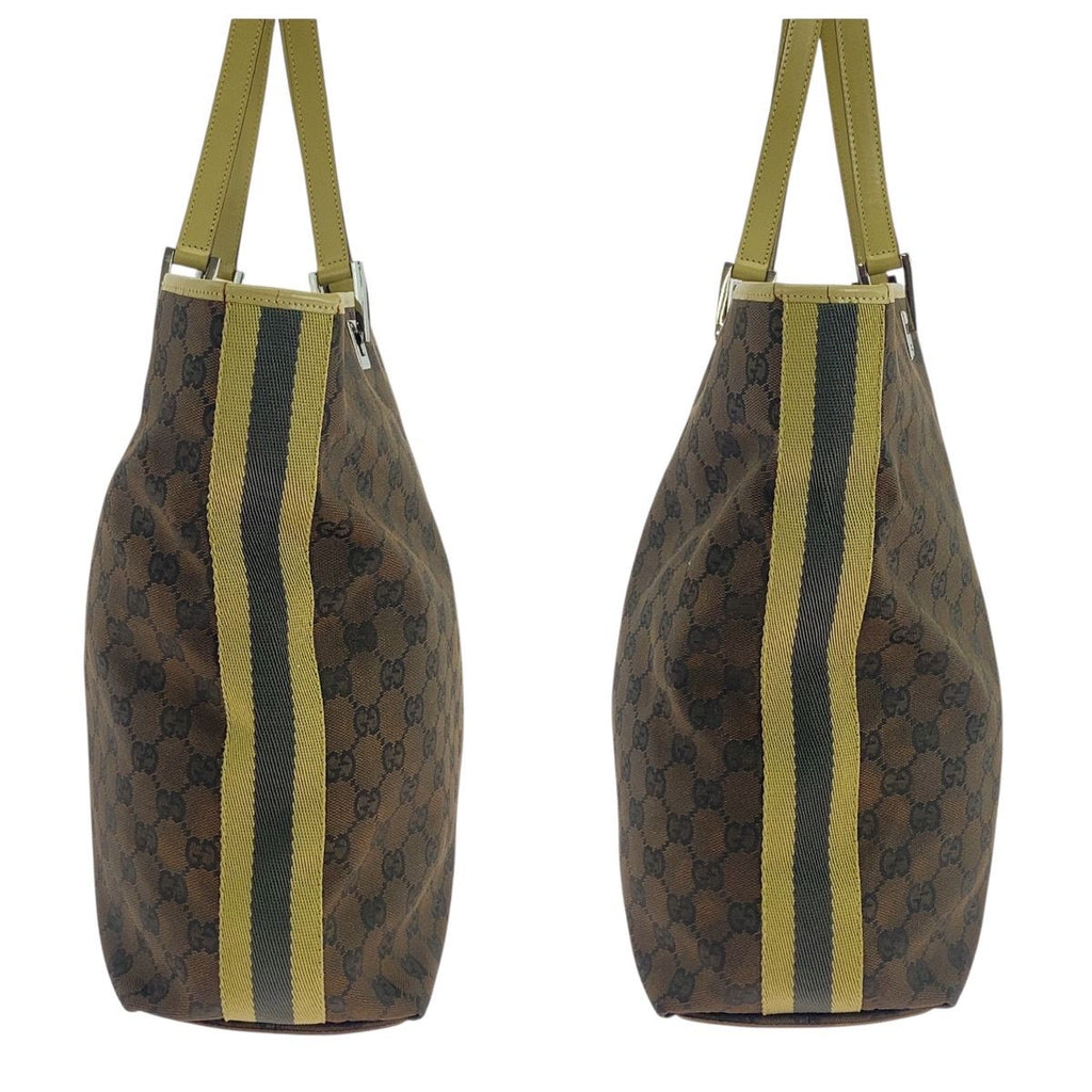 Gucci Brown Multicolor Silver GG Canvas Leather Tote Shoulder — view 8