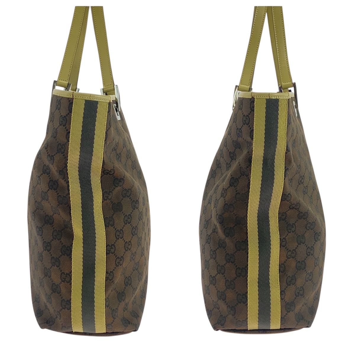 Gucci Brown Multicolor Silver GG Canvas Leather Tote Shoulder — view 8