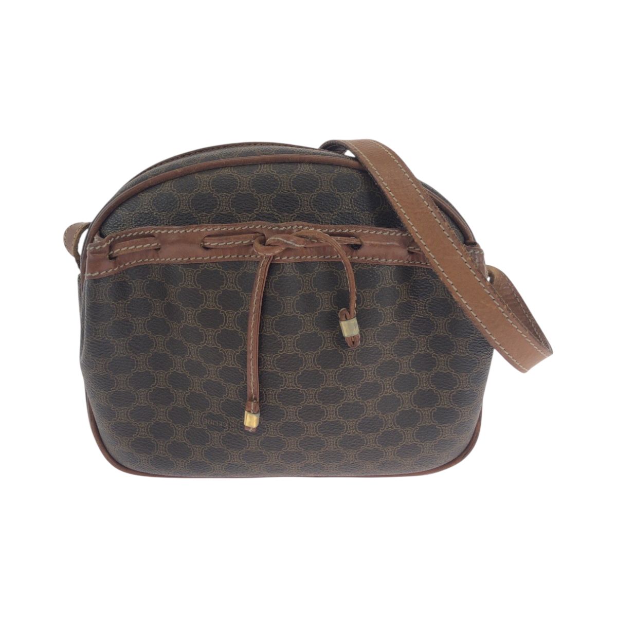 Celine Vintage Macadam Brown Gold Shoulder Bag Pochette