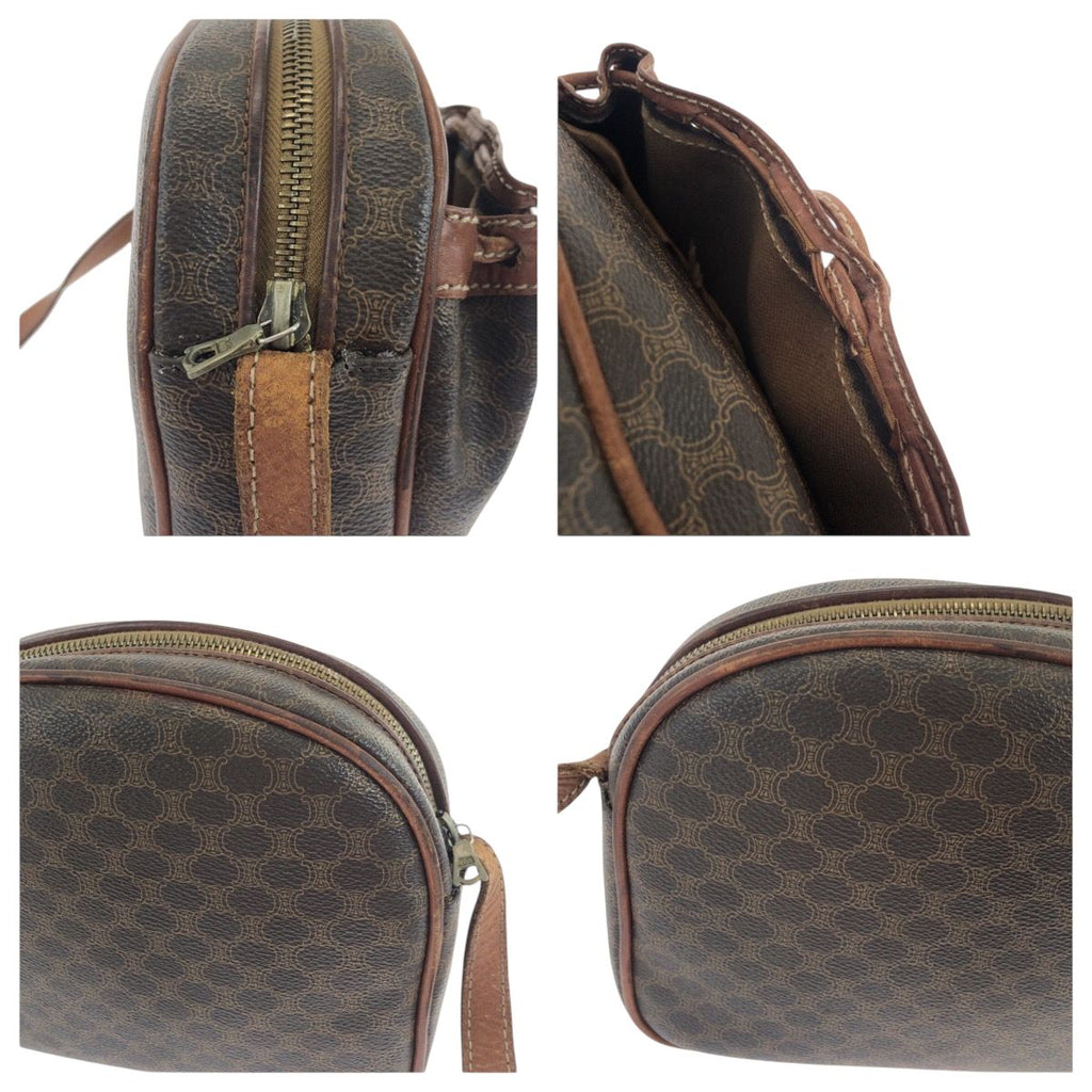 Celine Vintage Macadam Brown Gold Shoulder Bag Pochette — view 6