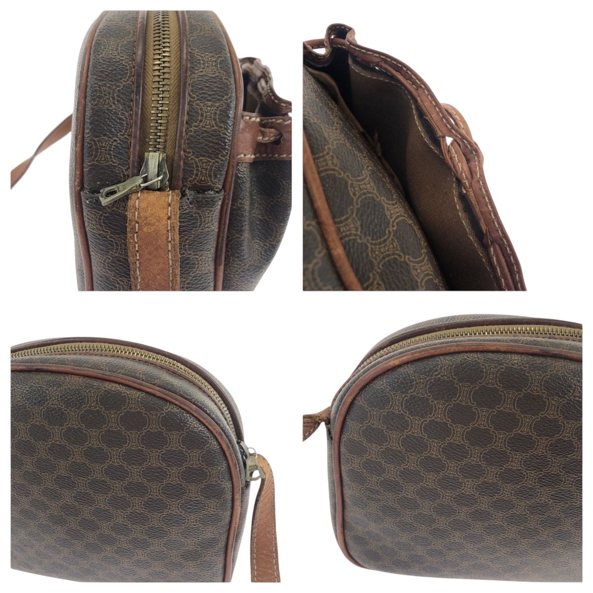 Celine Vintage Macadam Brown Gold Shoulder Bag Pochette — view 6