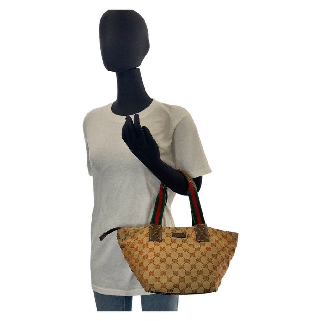 Gucci Sherry Line Beige Brown GG Canvas Leather Tote — view 7