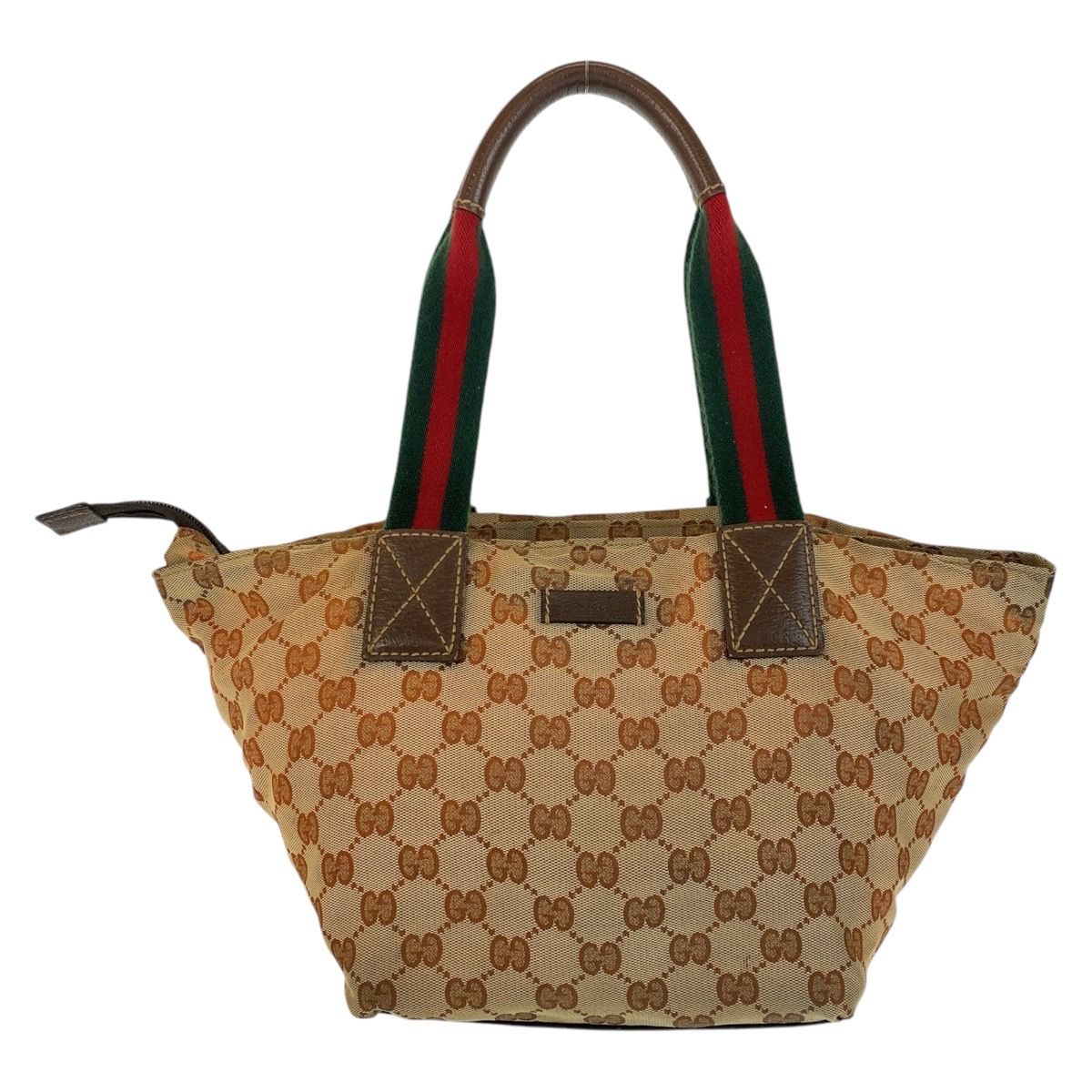 Gucci Sherry Line Beige Brown GG Canvas Leather Tote