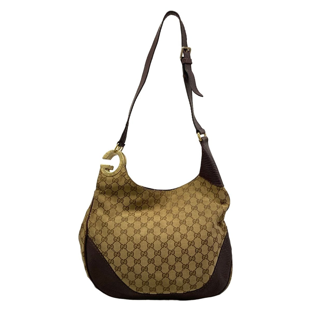 Gucci Shoulder Bag Charlotte GG Pattern Beige Dark Brown Leather — view 3