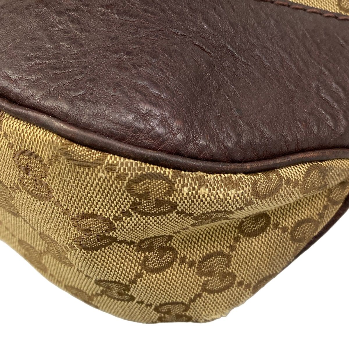 Gucci Shoulder Bag Charlotte GG Pattern Beige Dark Brown Leather — view 6