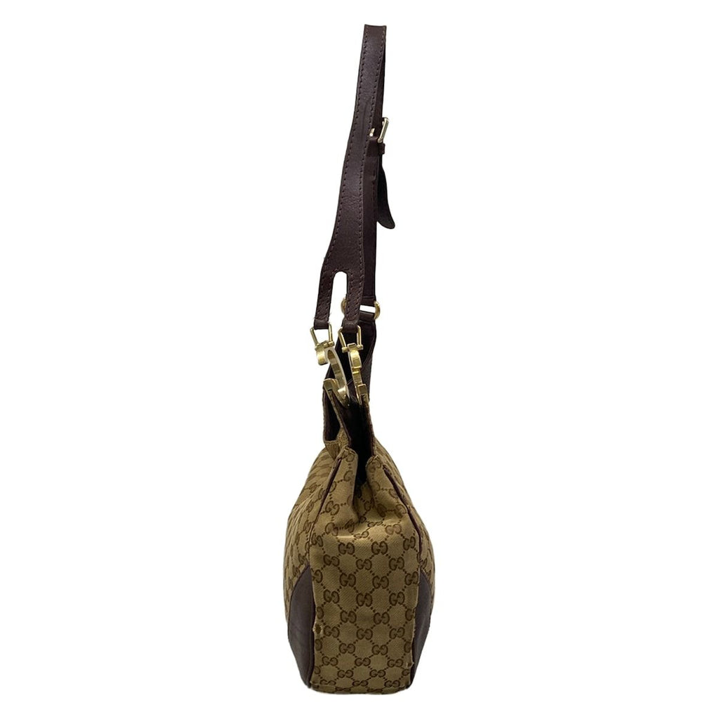 Gucci Shoulder Bag Charlotte GG Pattern Beige Dark Brown Leather — view 4