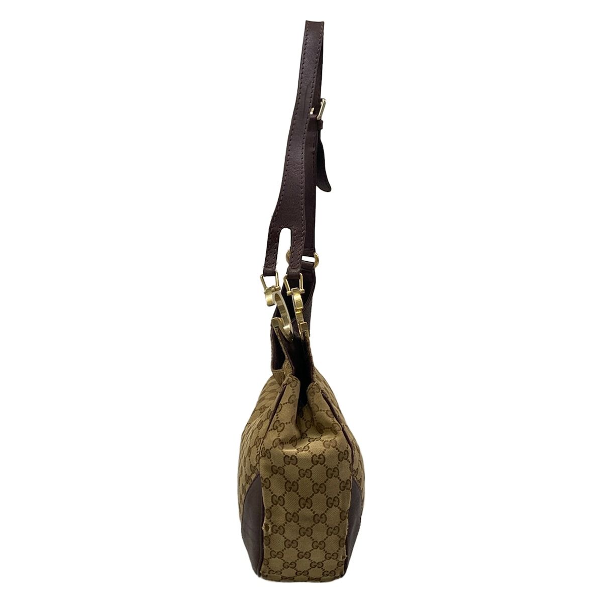 Gucci Shoulder Bag Charlotte GG Pattern Beige Dark Brown Leather — view 4