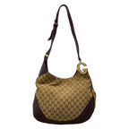 Gucci Shoulder Bag Charlotte GG Pattern Beige Dark Brown Leather