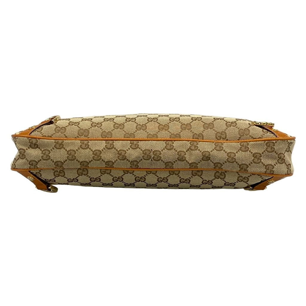 Gucci Shoulder Bag Abbey GG Pattern Dark Brown Beige Leather — view 5
