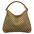 Gucci Shoulder Bag Abbey GG Pattern Dark Brown Beige Leather