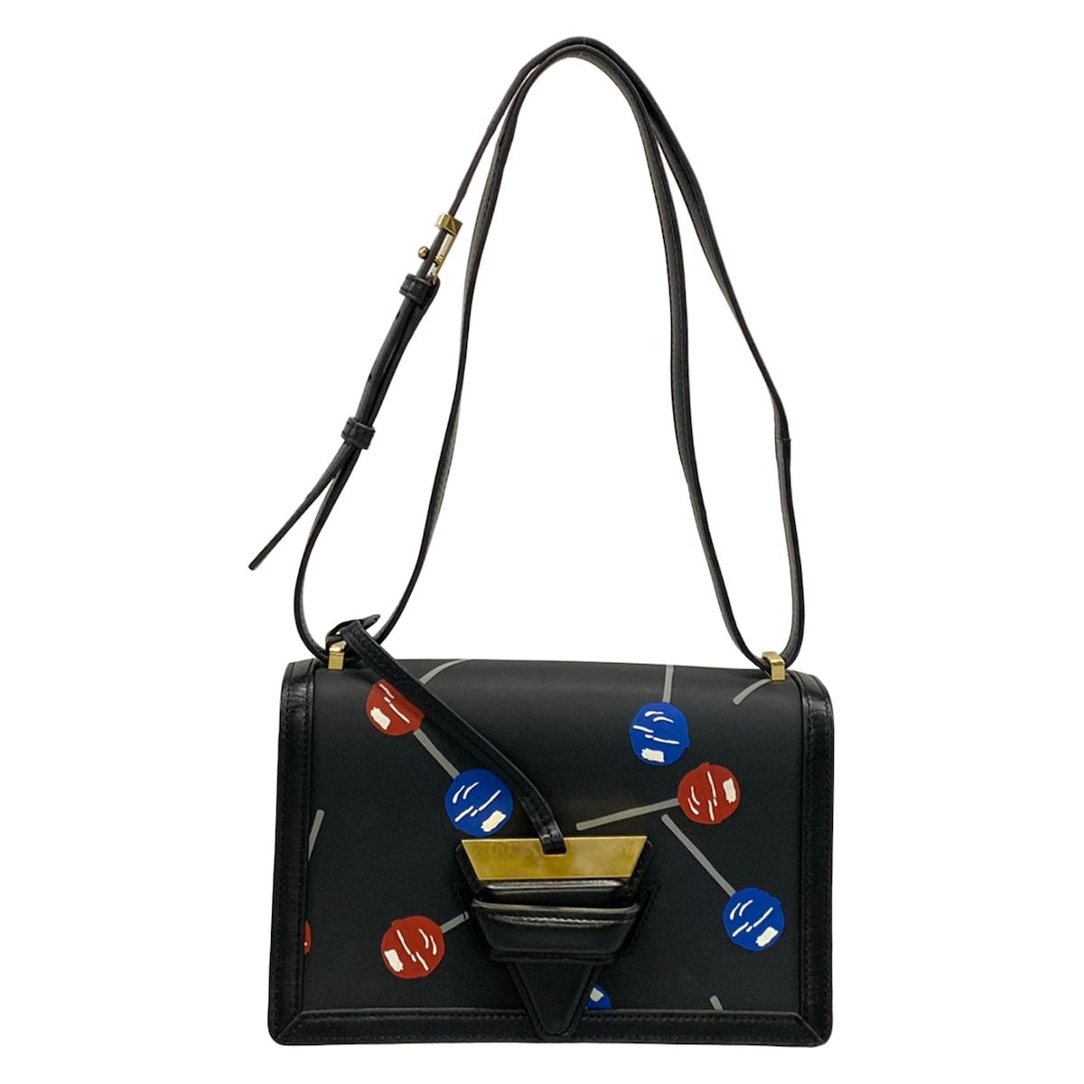 Loewe Shoulder Bag Barcelona Lolipops Black Red Multi Strap Removable Leather