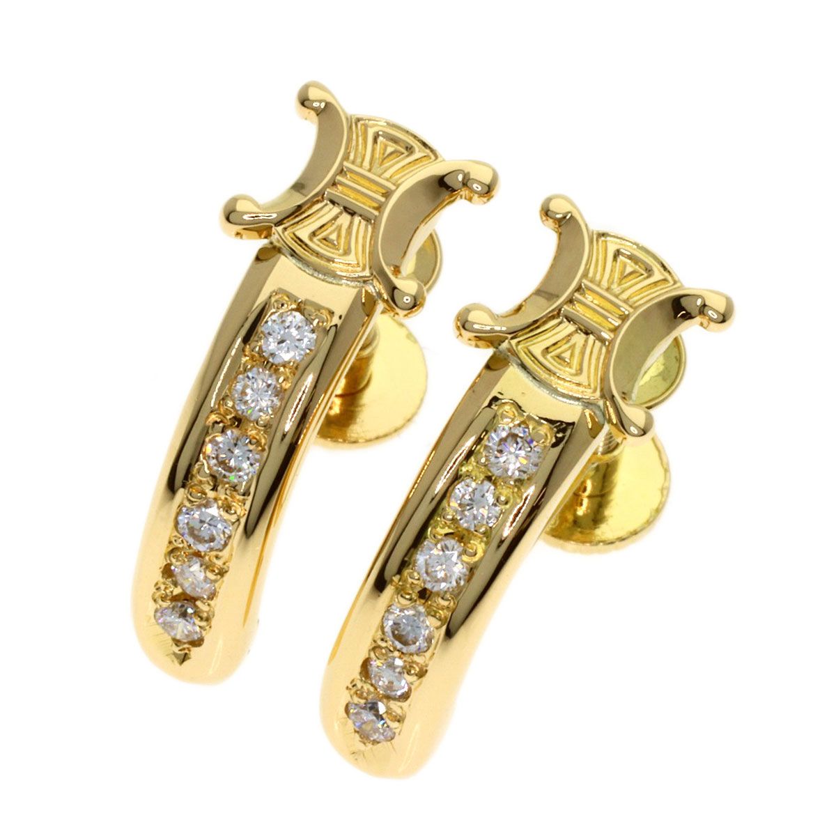 Celine Macadam Diamond Earrings 18k Yellow Gold
