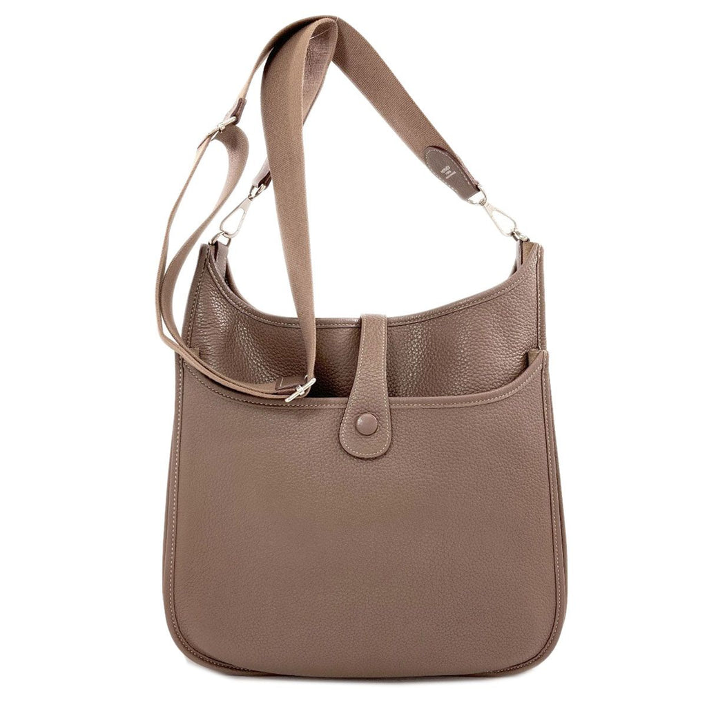 Hermes Evelyne 3 GM Etoupe Silver Shoulder Bag Taurillon Clemence — view 2