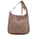 Hermes Evelyne 3 GM Etoupe Silver Shoulder Bag Taurillon Clemence