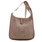 Hermes Evelyne 3 GM Etoupe Silver Shoulder Bag Taurillon Clemence