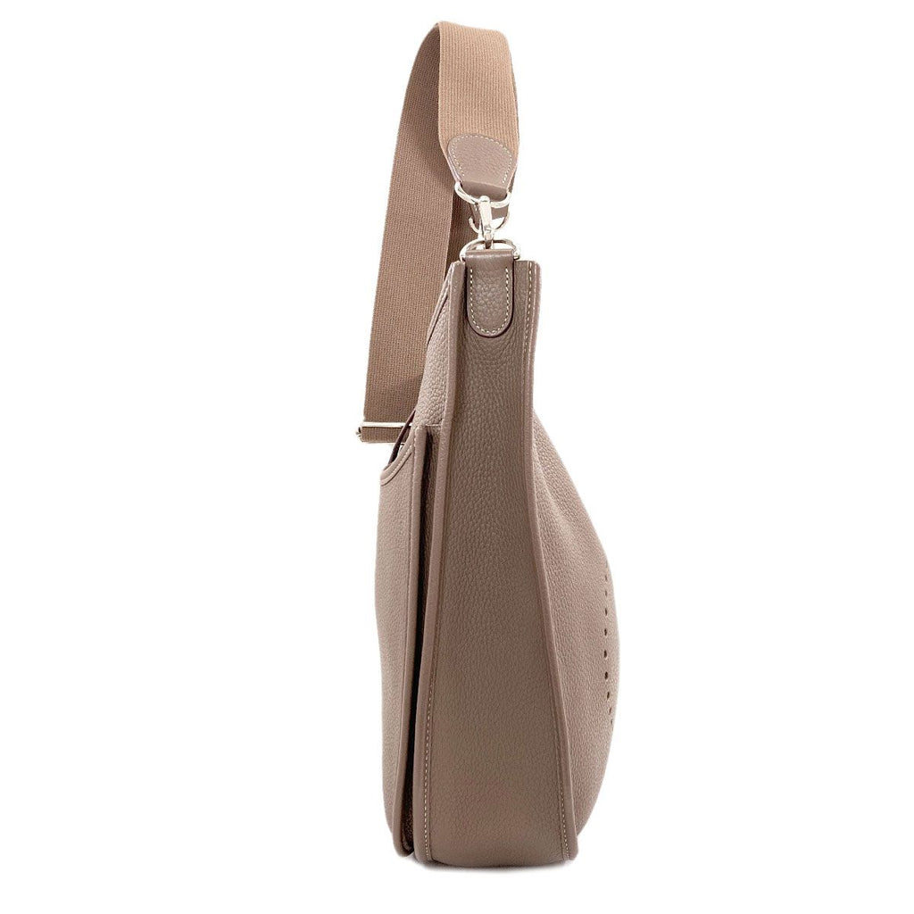 Hermes Evelyne 3 GM Etoupe Silver Shoulder Bag Taurillon Clemence — view 3