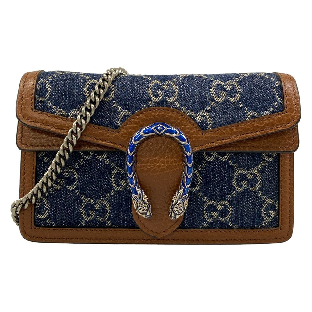 Gucci Shoulder Bag Dionysus Dark Navy Dark Brown Silver Leather